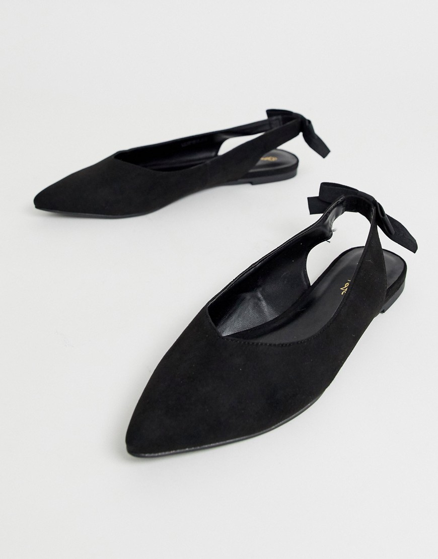 фото Черные туфли на плоской подошве с ремешком через пятку miss selfridge-черный