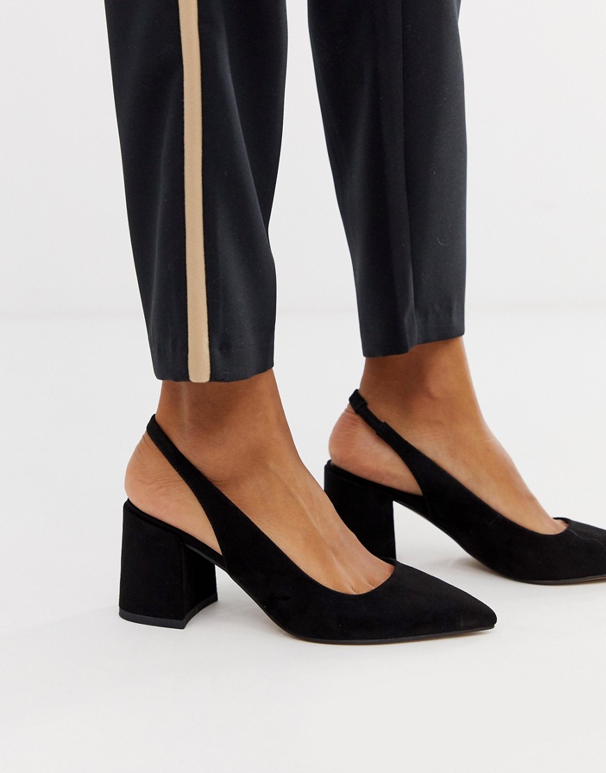 Черные туфли на среднем каблуке с ремешком через пятку ASOS DESIGN - Samson-Черный цвет