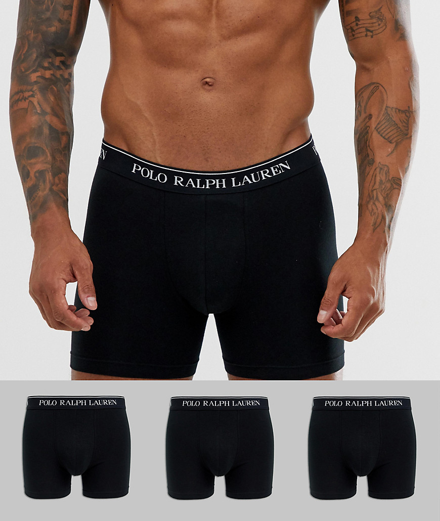 фото Черные удлиненные боксеры-брифы polo ralph lauren - набор из 3 пар со скидкой-черный
