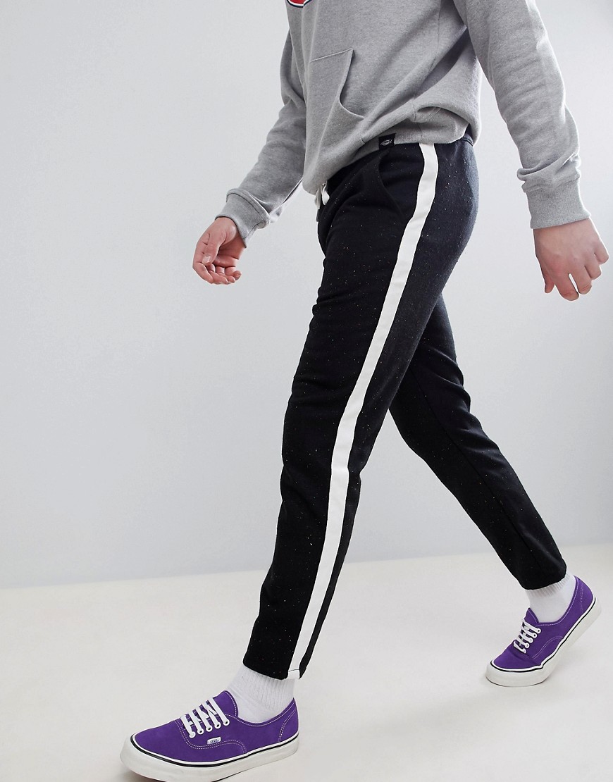 фото Черные укороченные брюки узкого кроя с непсами и отделкой лентой по бокам asos design-черный