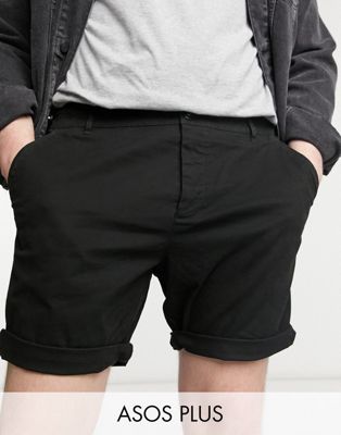 фото Черные узкие шорты чиносы asos design plus-черный