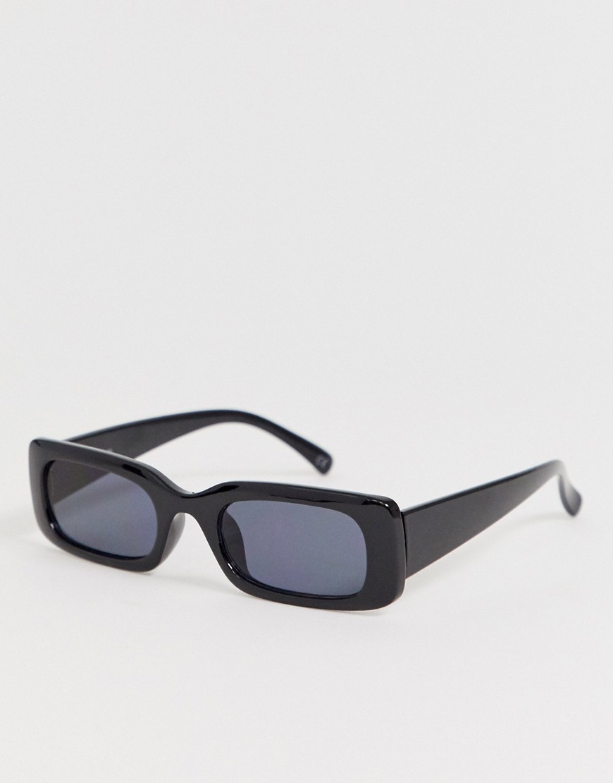 фото Черные узкие солнцезащитные очки в квадратной оправе asos design-черный