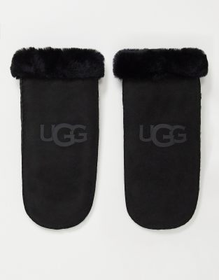 фото Черные варежки из овчины ugg-черный цвет