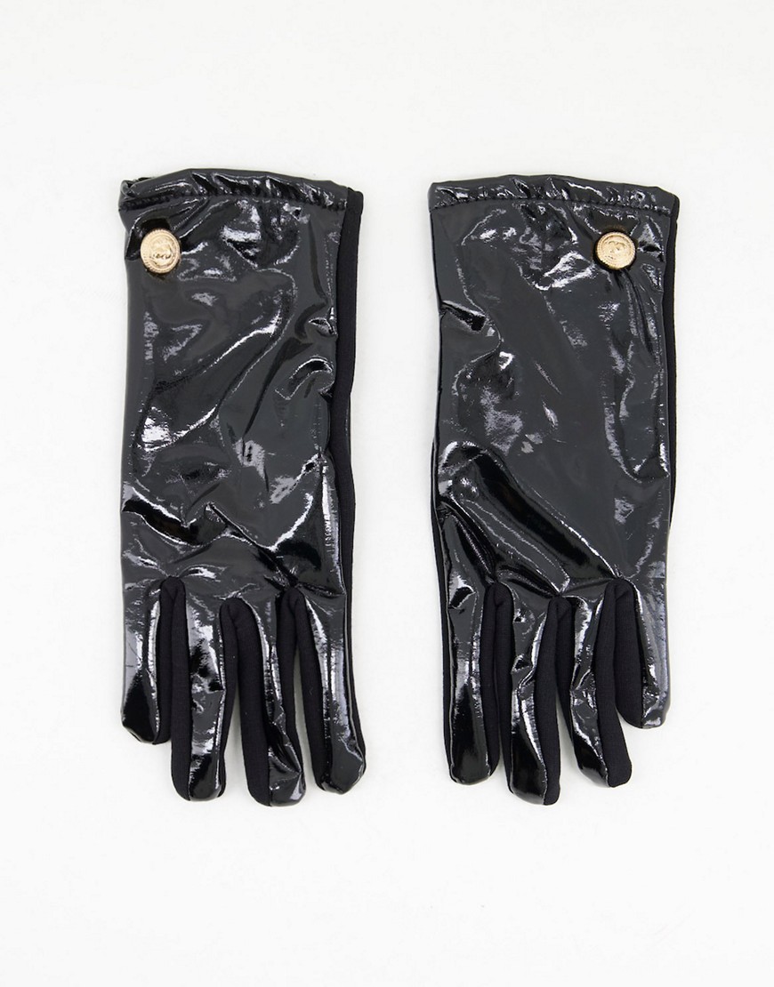фото Черные виниловые перчатки aldo leadader-черный цвет
