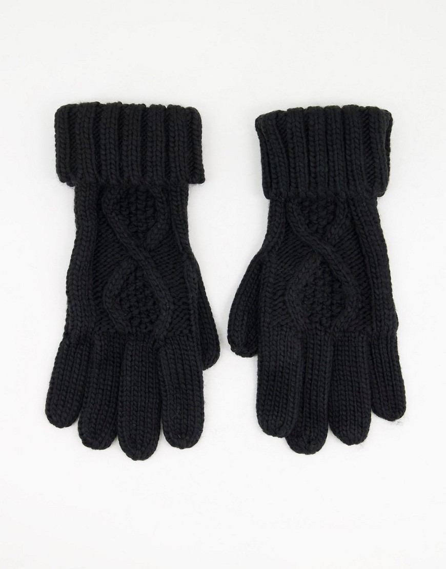 фото Черные вязаные перчатки с узором «косы» boardmans-черный цвет