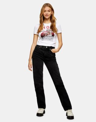 Темные джинсы  Asos Черные выбеленные джинсы из переработанного хлопка в винтажном стиле Topshop-Черный цвет