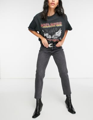 Черные джинсы Черные выбеленные джинсы прямого кроя Topshop-Черный цвет