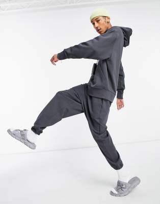 Черные выбеленные oversized-джоггеры из плотного трикотажа от комплекта ASOS DESIGN-Черный