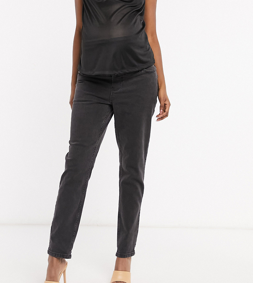 Черные выбеленные узкие джинсы в винтажном стиле с завышенной талией и посадкой под животом ASOS DESIGN Maternity Farleigh-Черный от ASOS Maternity