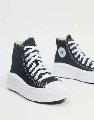 фото Черные высокие кеды на платформе converse chuck taylor move-черный