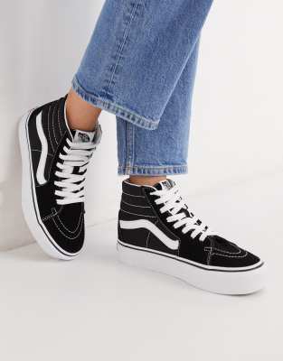 фото Черные высокие кеды на платформе vans sk8-hi 2.0-черный