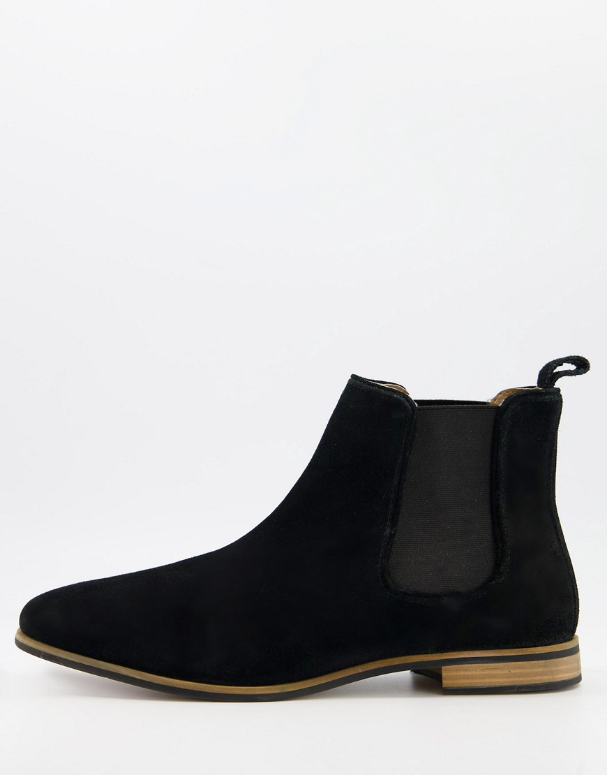 фото Черные замшевые ботинки челси topman-черный цвет