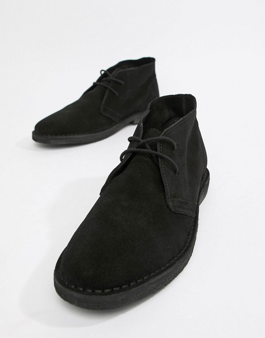 фото Черные замшевые ботинки чукка asos design-черный