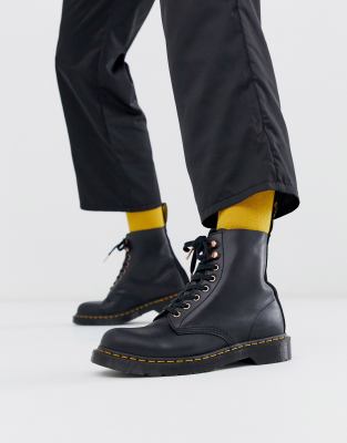 фото Черные замшевые ботинки с 8 парами люверсов dr martens 1460 pascal-черный