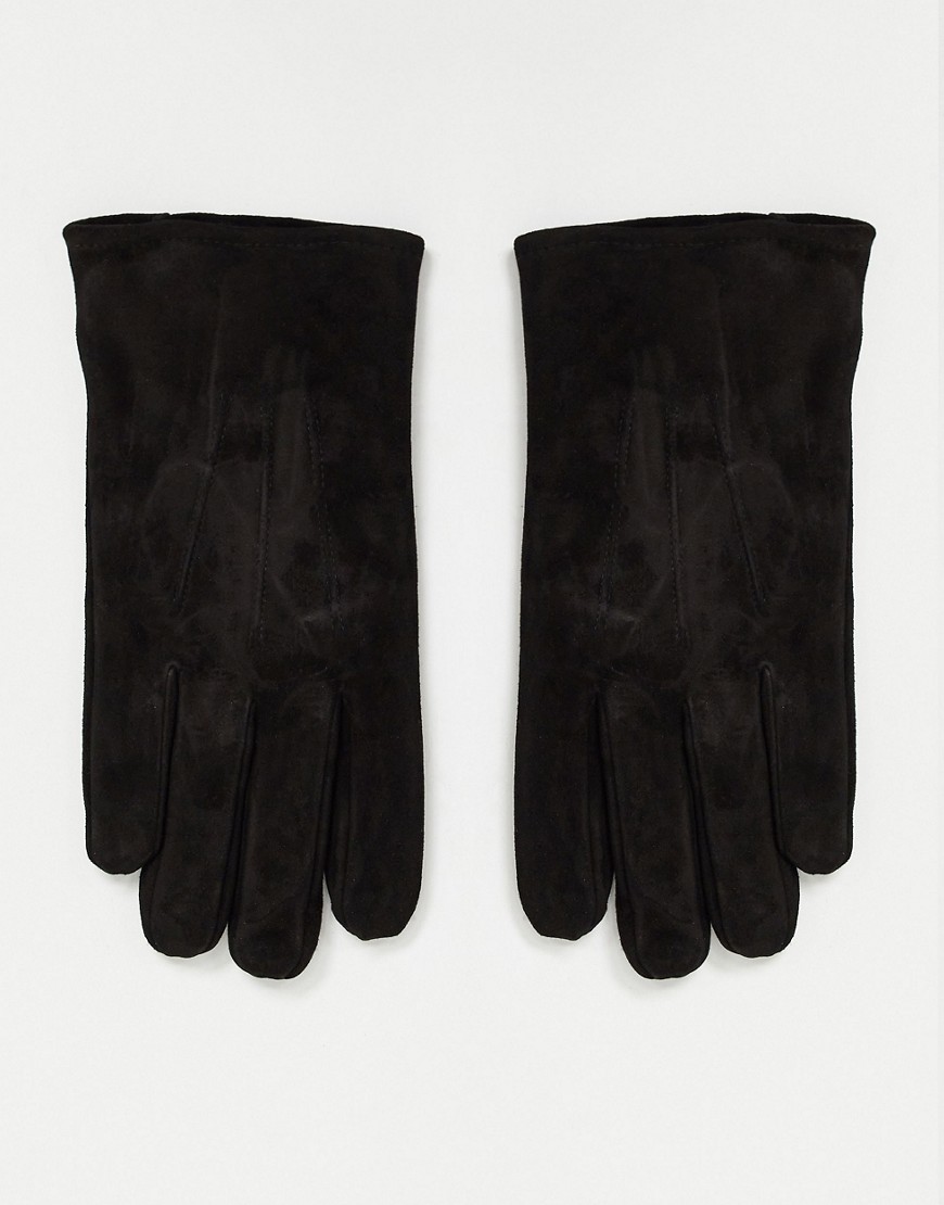 фото Черные замшевые перчатки asos design-черный цвет