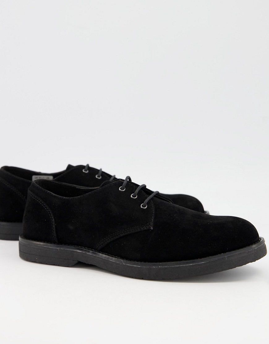 фото Черные замшевые туфли дерби на массивной подошве topman-черный цвет