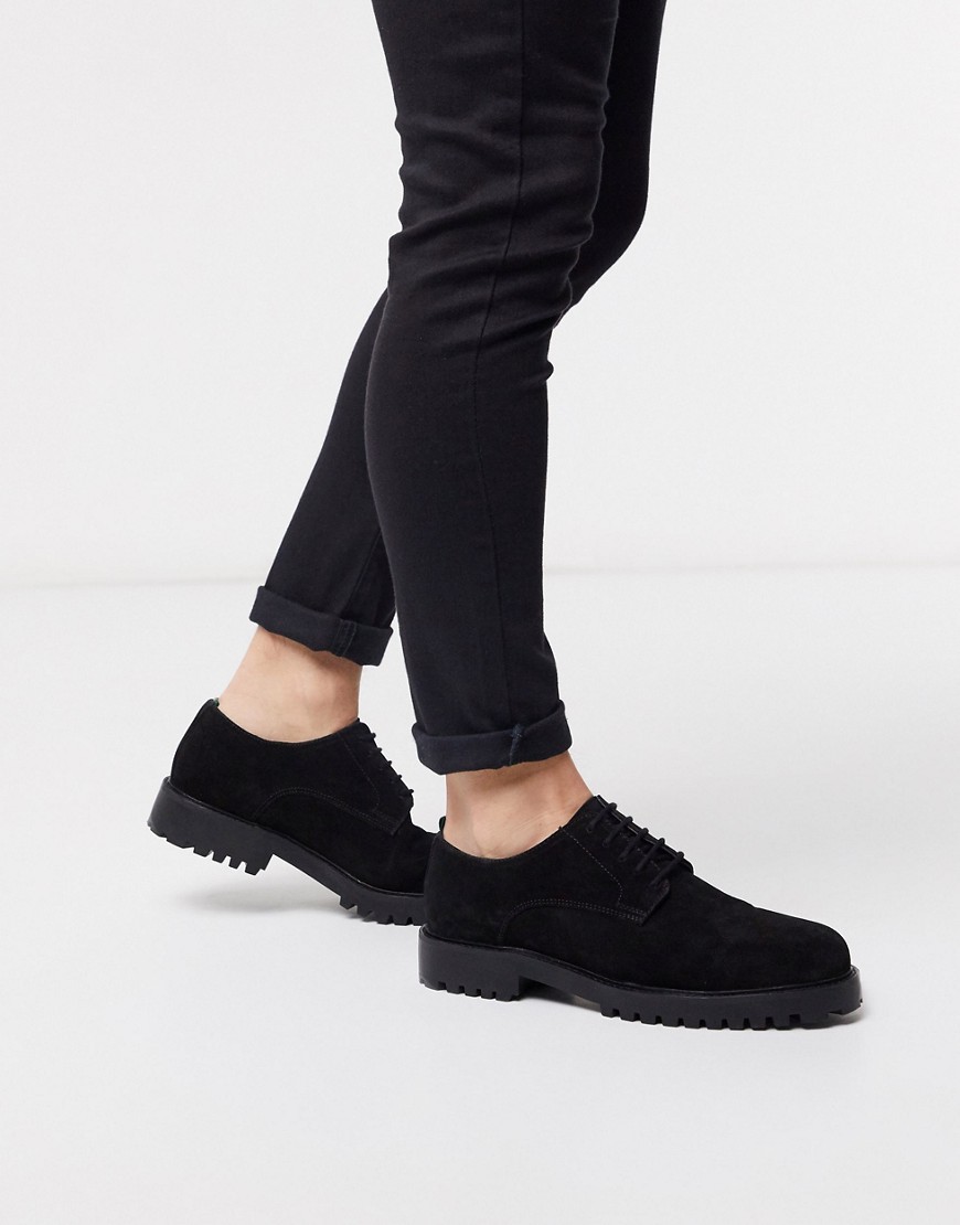 Черные замшевые туфли дерби Walk London-Черный