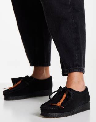  Черные замшевые туфли на плоской подошве Clarks Originals-Черный цвет