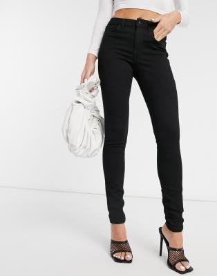 Джинсы скинни  Asos Черные зауженные джинсы с завышенной талией Vero Moda-Черный