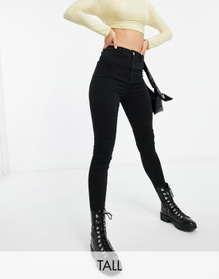 фото Черные зауженные джинсы со шлевками missguided tall-черный цвет