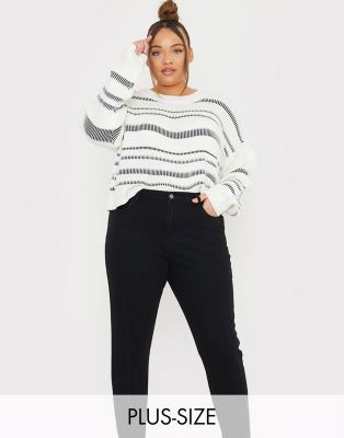 Черные зауженные джинсы со штрипками In The Style Plus x Lorna Luxe-Черный цвет
