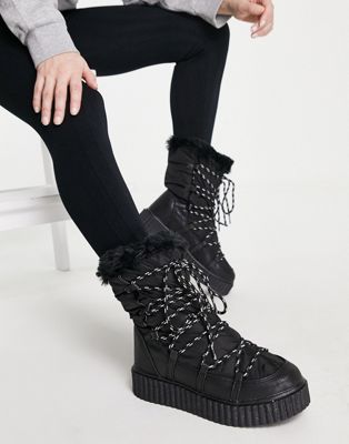 фото Черные зимние ботинки с подкладкой из искусственного меха glamorous-черный