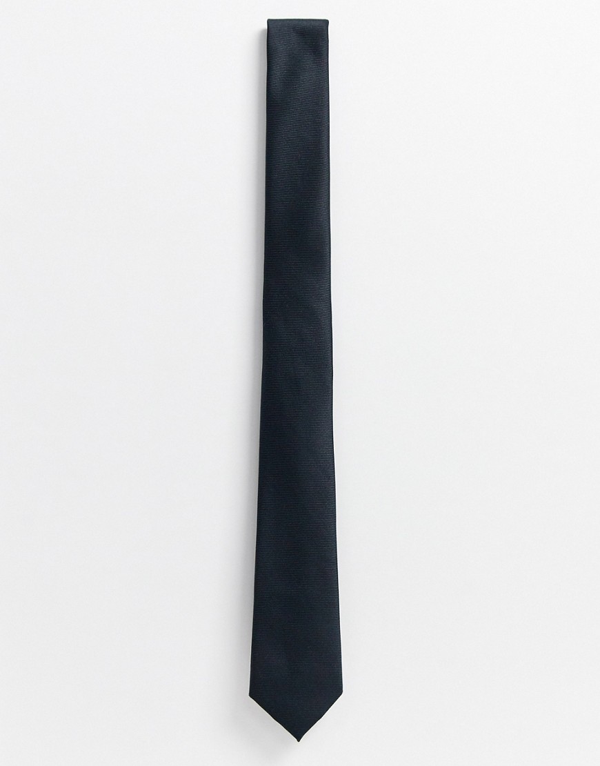 фото Черный атласный узкий галстук asos design