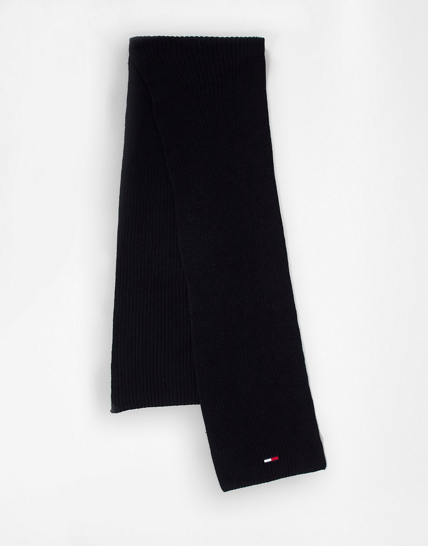 фото Черный базовый шарф в рубчик tommy jeans-черный цвет