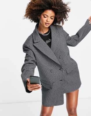   Asos Черный блейзер бойфренда в клетку Missguided-Черный цвет