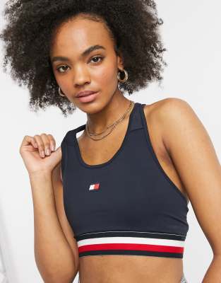 фото Черный бюстгальтер с лентой на спине tommy hilfiger sport