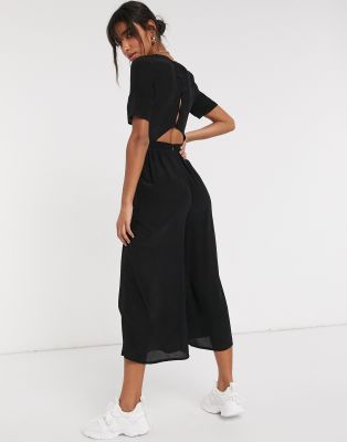  Черный чайный комбинезон с пуговицами сзади ASOS DESIGN-Многоцветный