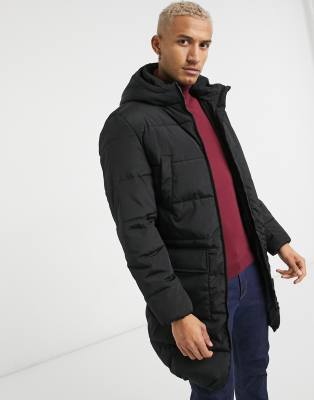 фото Черный длинный пуховик jack & jones originals