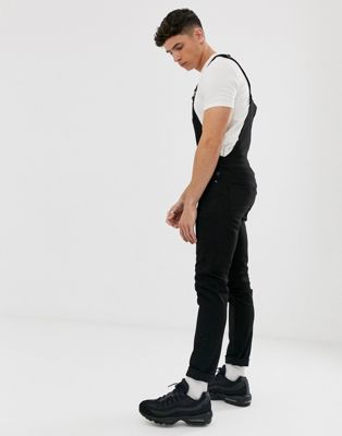 фото Черный джинсовый комбинезон скинни с рваной отделкой asos design