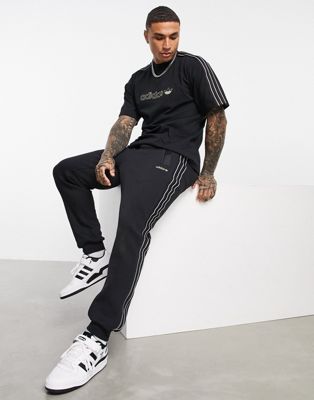 фото Черный джоггеры со вставками из атласа adidas originals sprt-черный цвет
