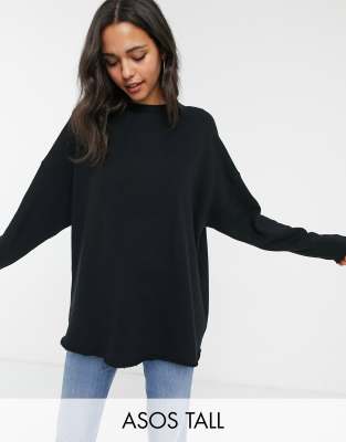 фото Черный фактурный oversize-свитшот asos design tall asos tall