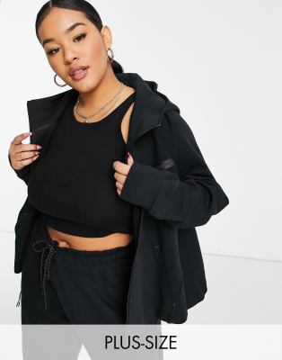 Черный флисовый худи на сквозной молнии Nike Plus Tech Fleece-Черный цвет