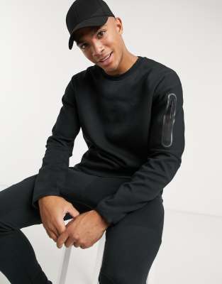 Черный флисовый свитшот с круглым вырезом Nike Tech-Черный цвет