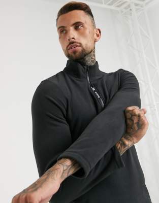 Черный флисовый топ с молнией 1/4 Reebok Training
