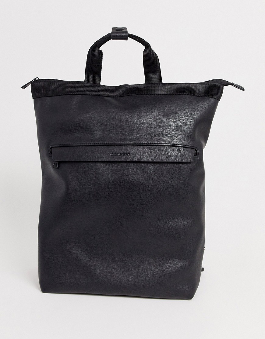 фото Черный гибридный рюкзак-тоут из искусственной кожи asos design