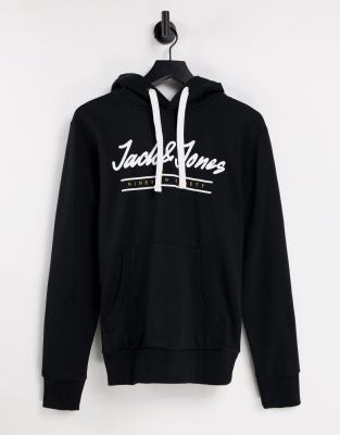 фото Черный худи без застежки с логотипом jack & jones-черный цвет