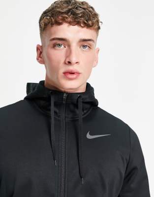 фото Черный худи на длинной молнии nike training therma-fit-черный цвет