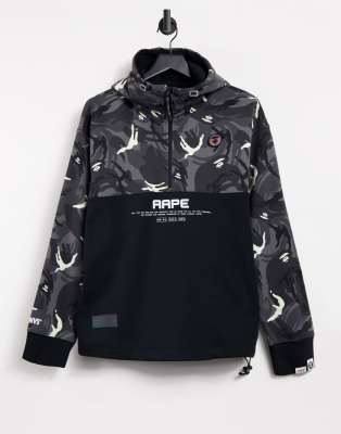 фото Черный худи на короткой молнии с камуфляжным принтом aape by a bathing ape neo world-черный цвет aape by a bathing ape®