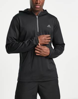 фото Черный худи на молнии длиной 1/4 adidas golf-черный цвет