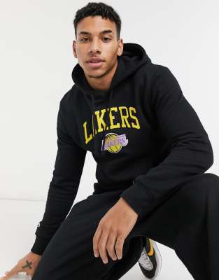 фото Черный худи с дугообразным логотипом команды nba "la lakers" mitchell & ness-черный цвет