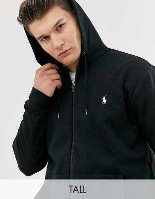 фото Черный худи с молнией и логотипом polo ralph lauren big & tall