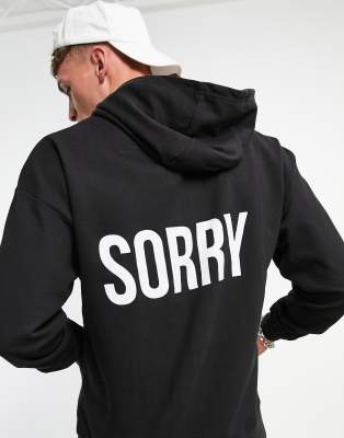 фото Черный худи с принтом на спине "sorry" и принтом "not sorry" спереди night addict