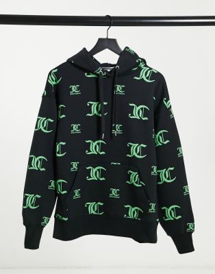 фото Черный худи в стиле унисекс с монограммой от комплекта juicy couture