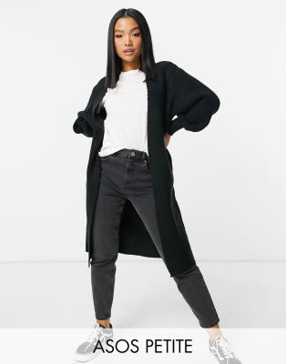 Черный кардиган макси без застежки ASOS DESIGN Petite-Черный цвет