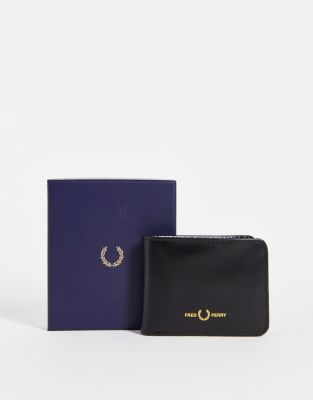 Кошельки Черный классический бумажник из матовой кожи Fred Perry-Черный цвет