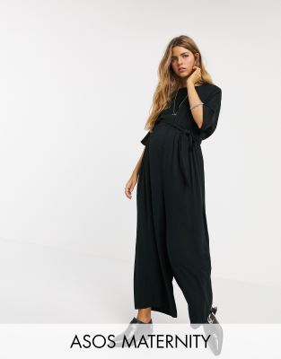 фото Черный комбинезон с поясом asos design maternity asos maternity